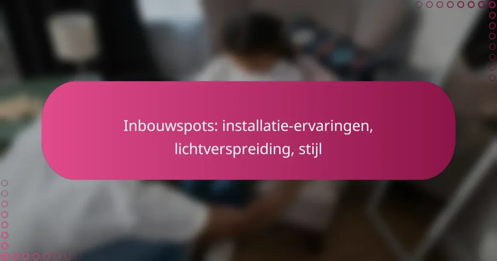Inbouwspots: installatie-ervaringen, lichtverspreiding, stijl