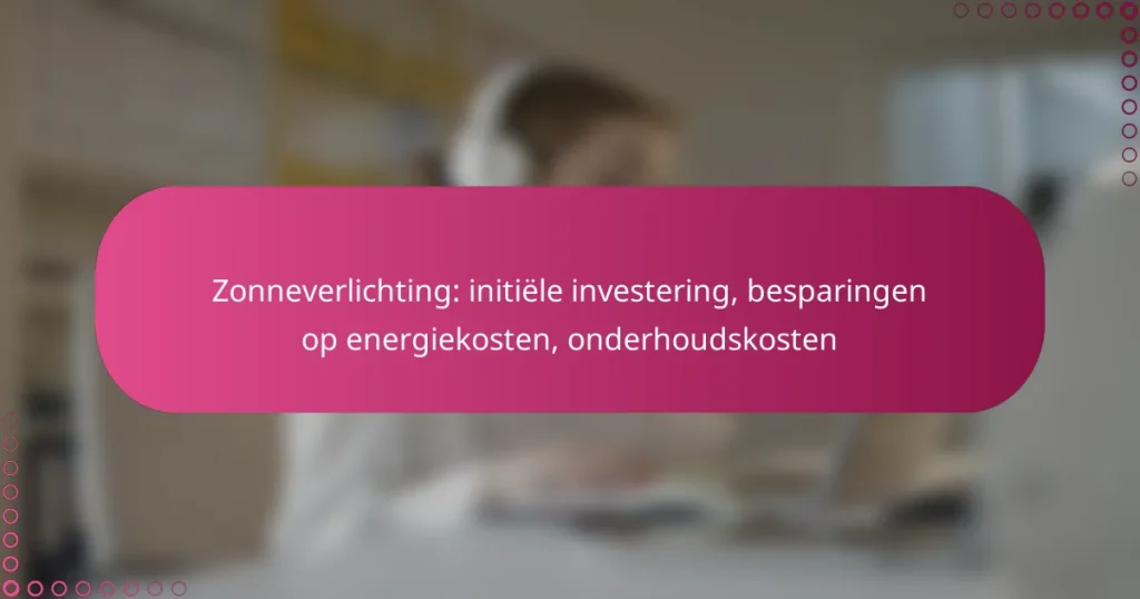 Zonneverlichting: initiële investering, besparingen op energiekosten, onderhoudskosten