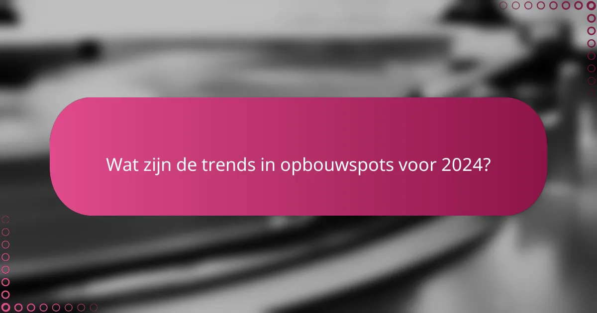 Wat zijn de trends in opbouwspots voor 2024?