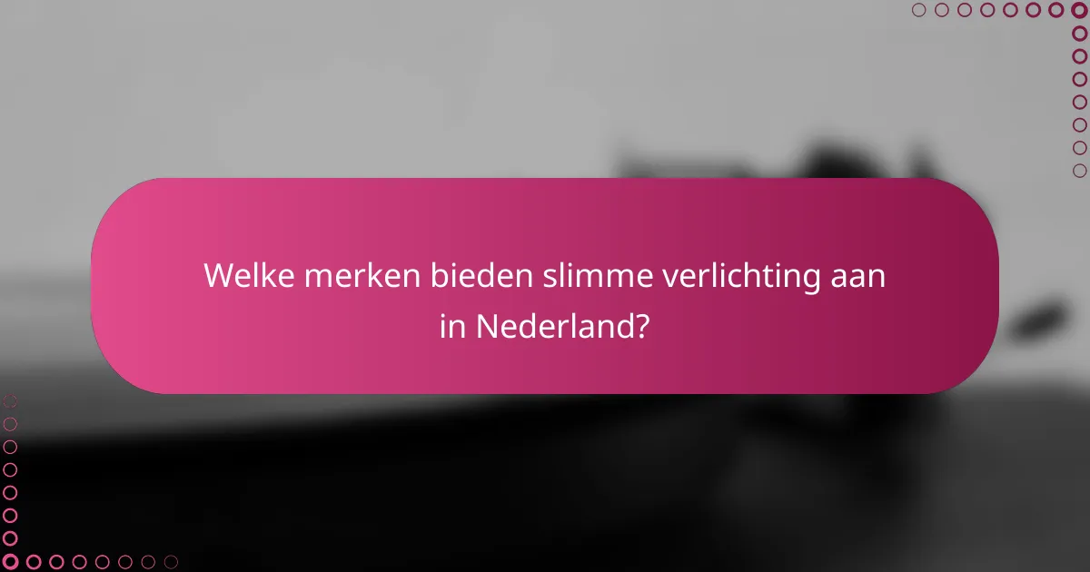 Welke merken bieden slimme verlichting aan in Nederland?